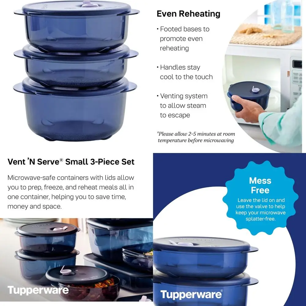 

Meal Prep Trio: 3 BPA-Free Round Containers for Freezing, Reheating, and Serving - Dishwasher, Microwave, and Freezer Safe