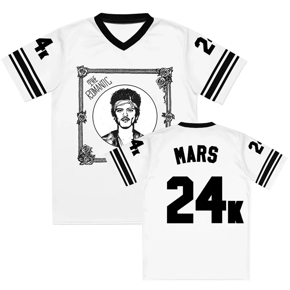 Bruno Mars the Romantic Graphic Tee Short Sleeve V-neck Loose Fit Unisex Family Kids T-shirt Design 3D Printing Jersey