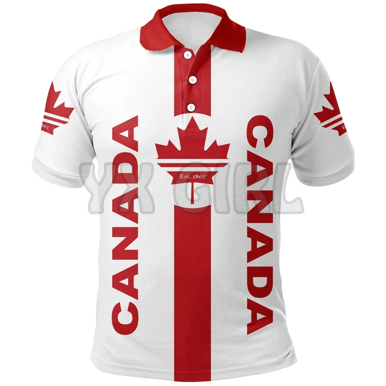 2024 Summer shirts women for men Canada Day Polo Shirt Maple Leaf Sport 3D printed Short sleeve t shirts Tops camisas