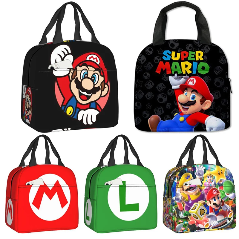 Super Mario Bros Insulated Lunch Bag Anime Portable Handheld Bento Thermal Bag Children School Picnic Food Storage Box Gifts