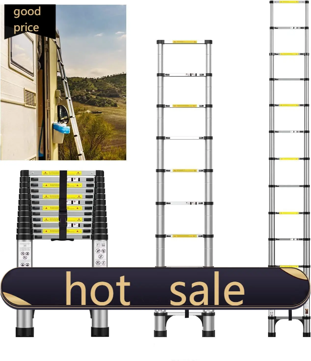 

Специальная цена: 12,5-футовая телескопическая лестница, легкая алюминиевая выдвижная лестница с треугольными стабилизаторами, грузоподъемность 330 фунтов, складная конструкция.