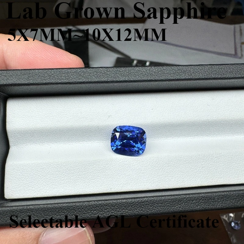 Królewski Niebieski Syntetyczny Szafir w Kształcie Prostokątnego Poduszki, Czystość VVS1, Kamień Szlachetny do Tworzenia Biżuterii DIY, Idealny na Prezent, z Certyfikatem