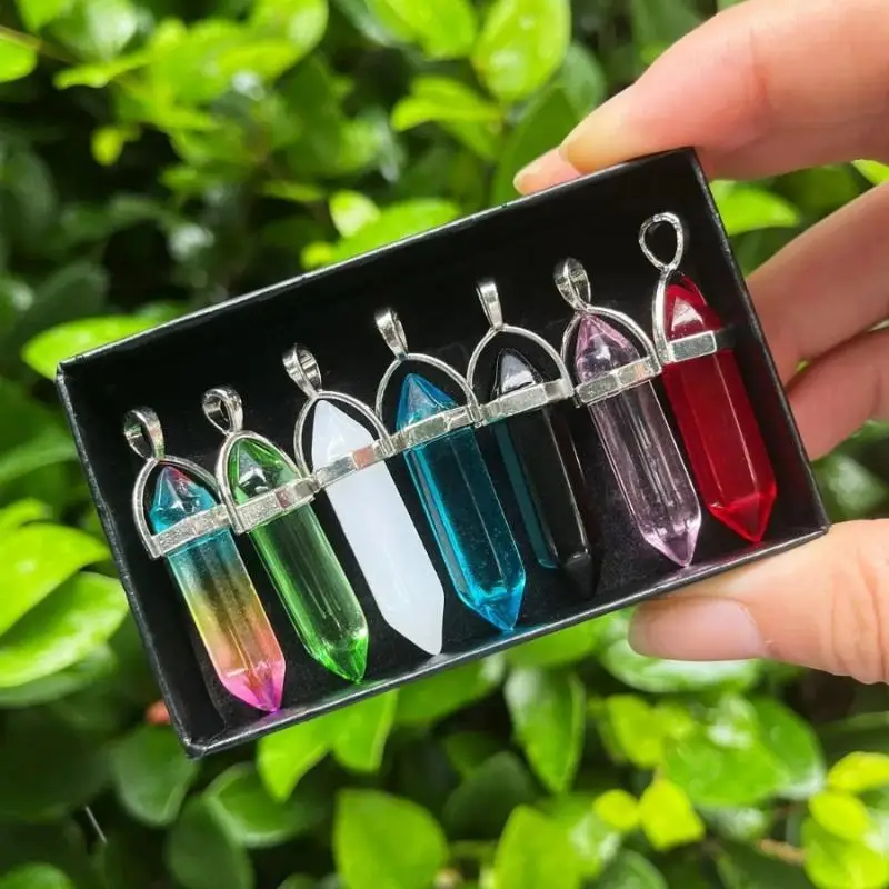 Healing Stone Beads Chakra Set 7pcs Pointed Natural Crystals for Energy Balance DIY Necklace Making Meditation Crafts