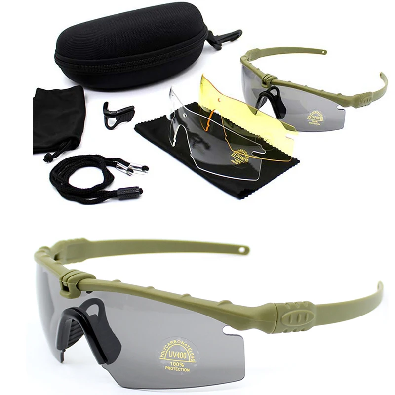 Outdoor sports polarized glasses men's hunting shooting glasses camouflage frame hiking camping glasses 4-lens set