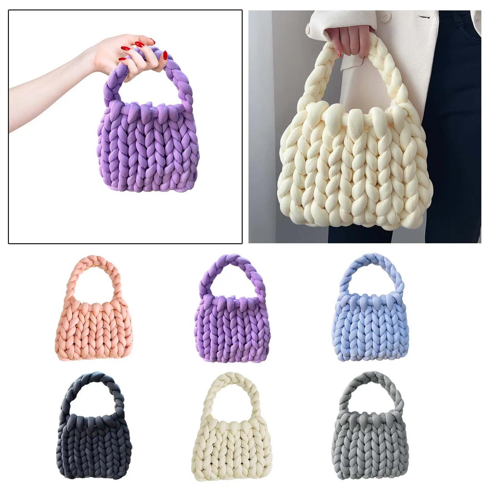 Women Crochet Bag Handbag Satchel Tote Bag Knitting Fashion Shoulder Bag Underarm Bag for Wedding Spring Summer Work Outdoor