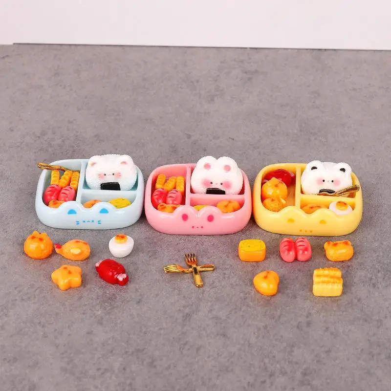 1 Zestaw Zabawek dla Dzieci do Udawania, Miniaturowy Zestaw do Udawania Jedzenia z Kulami Ryżowymi, Zestaw do Samodzielnego Wykonania Dekoracji, Realistyczny Przenośny Model Jedzenia Bento