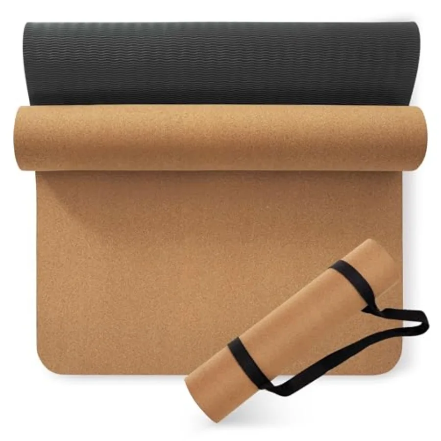 Premium Cork Yoga Mat 10mm Thick 72 x 26 in, Thick Cork and TPE Non Slip Yoga Mats for Women Men, Sweat Proof Eco-friendly, Great for Hot Yoga & Workouts