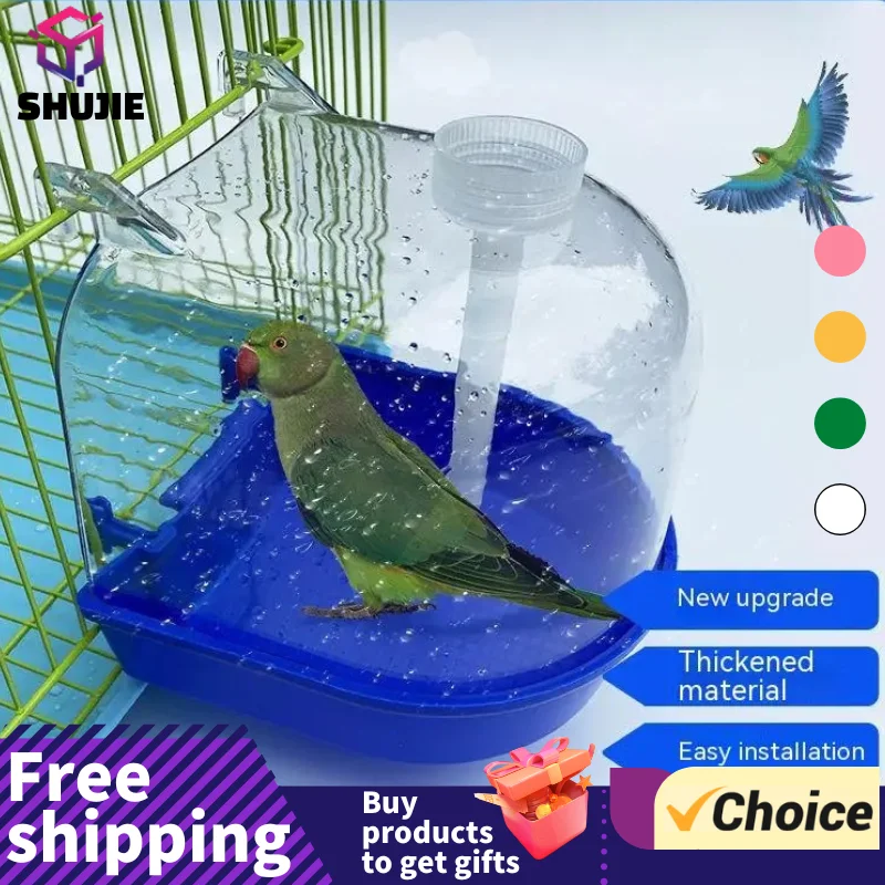 Hanging Bird Bath Cube Parrots Bathtub Bath Shower Box Cage Accessory for Little Bird Canary Budgerigar Cockatiel Lovebird Boxes