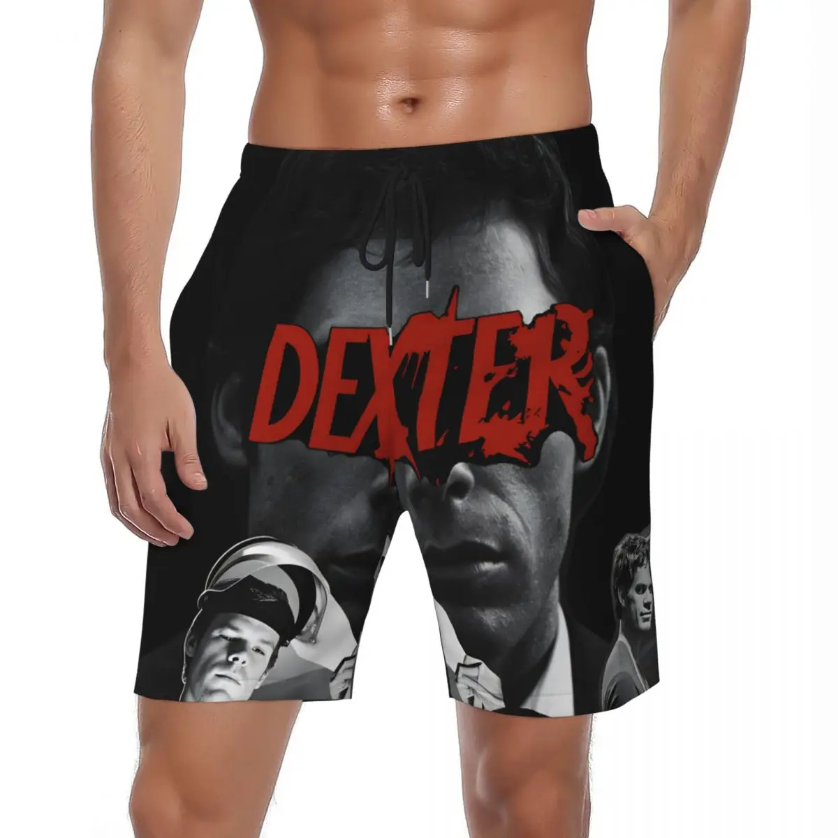 Man Board Shorts Dexter Morgan Blood Never Lies TV Show Photo Swim Trunks Quick Dry Sports Fitness Large Size Board Short Pants
