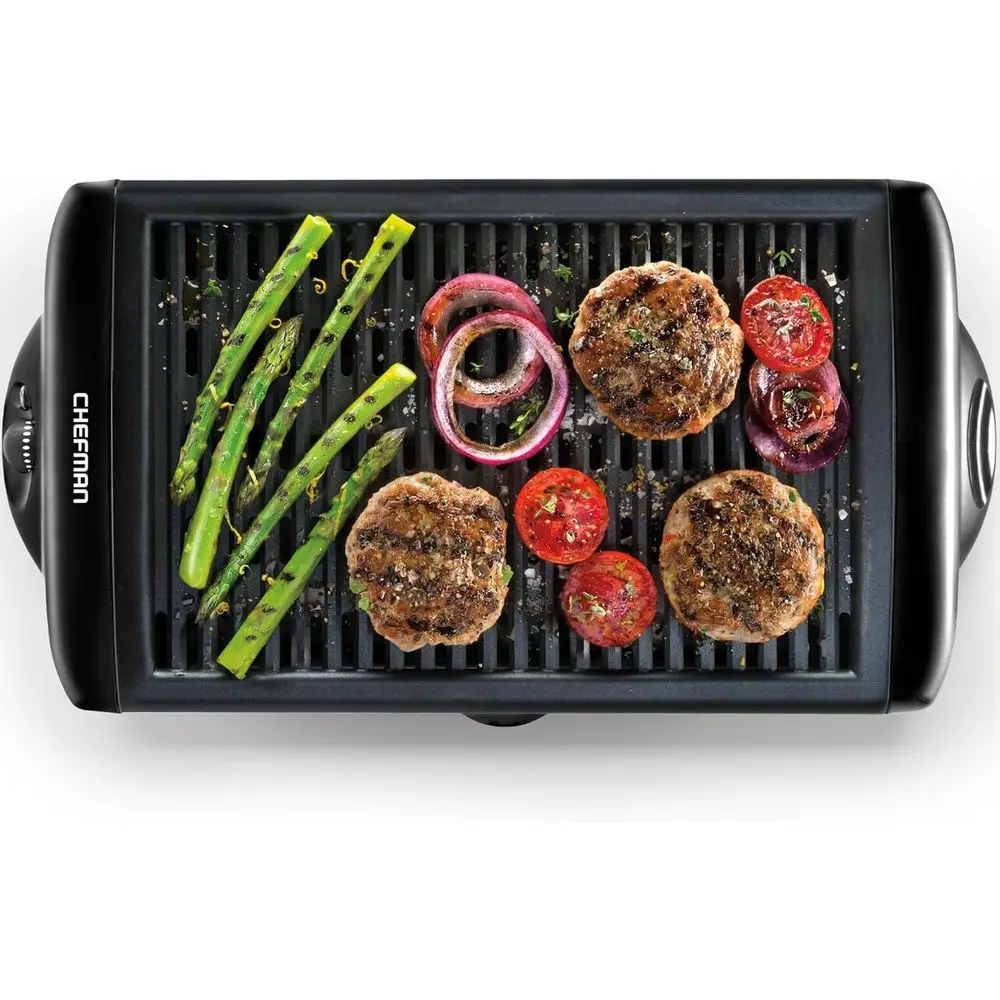 

Electric SmokelIndoor Grill w/ Non-Stick Cooking Surace & Adjustable Temperature Knob rom Warm to Sear or Customized BBQing, Dis