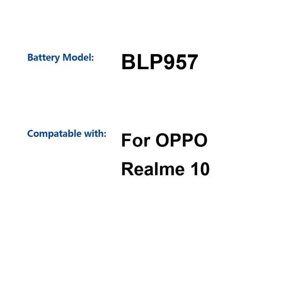 

5000Mah Mobile Phone Battery Durable BLP957 Long-Lasting For Oppo Realme 10