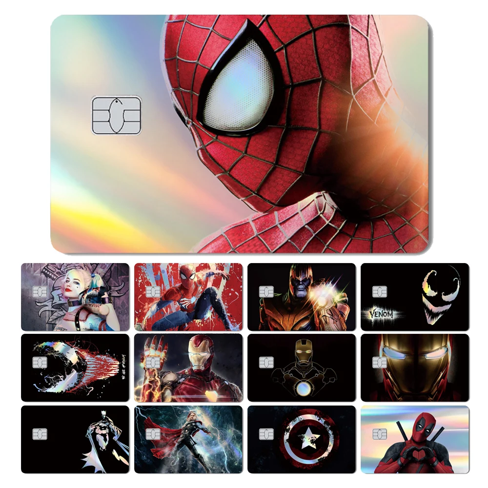 Tubarão mágico holográfico laser deadpool spiderman ironman batmans capa de pele filme adesivo para cartão de crédito banco de débito