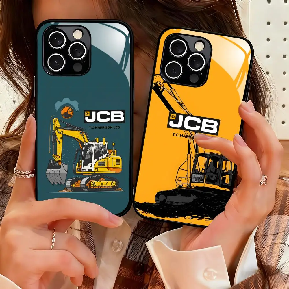 Стильный чехол для телефона с изображением экскаватора J-JCB для iPhone 18 17 16 15 14 13 12 X XR XS 8 Plus Mini Pro Max, стеклянный магнитный чехол.