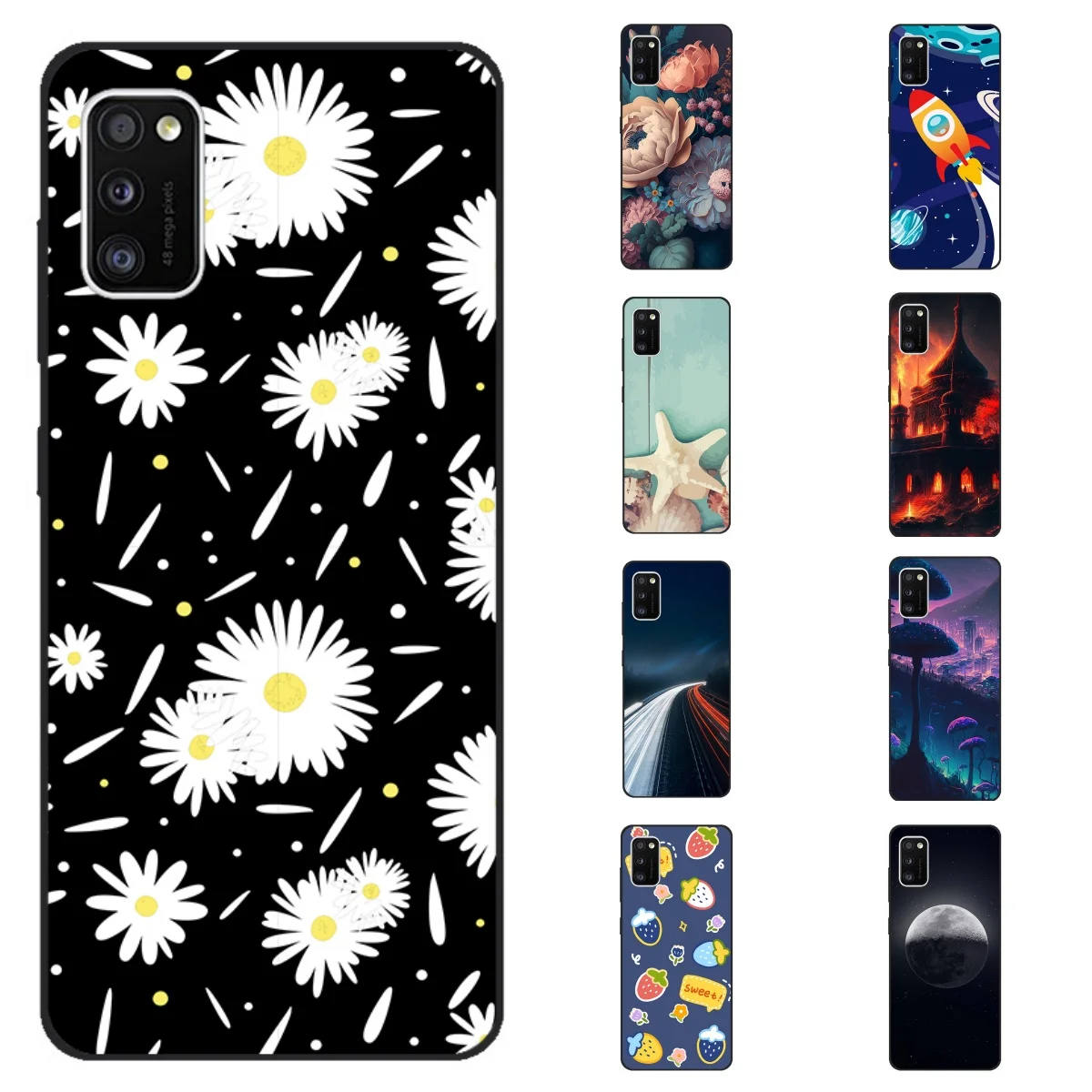 Samsung Galaxy A41 A 41 SM-A415F ブラック用スマホケース、Samsung Galaxy A41用ソフトTPUバックカバーシリコンケース