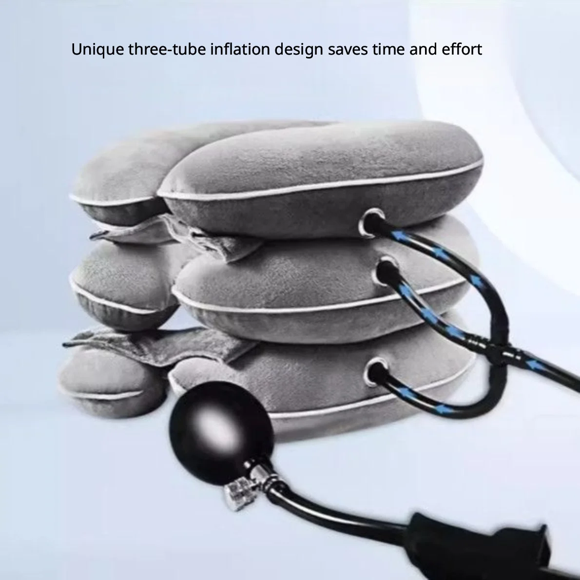 3-Tube Inflatable Neck Traction Device, Soft Cervical Collar for Neck Pain Relief, 360° Support Neck Stretcher
