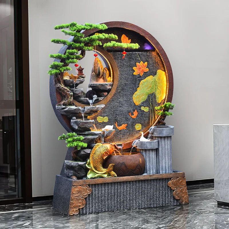 

-*Water curtain wall, running water screen, outdoor courtyard, landscape decoration, feng shui wheel lucky ornament