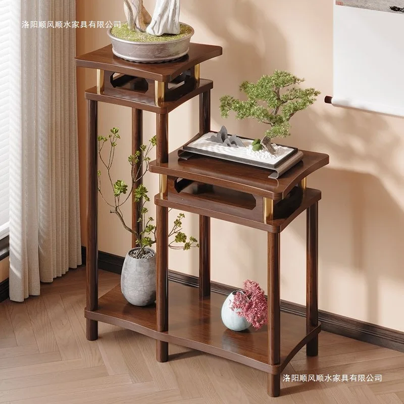 HYS flower rack indoor living room balcony floor-to-ceiling green dill green plant flower pot rack flower rack solid wood