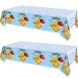 2Pcs Pokemon Party Tablecloth Pikachu Pokeball Birthday Decoration Baby Shower Disposable Table Cover Cartoon Kid Party Supplies
