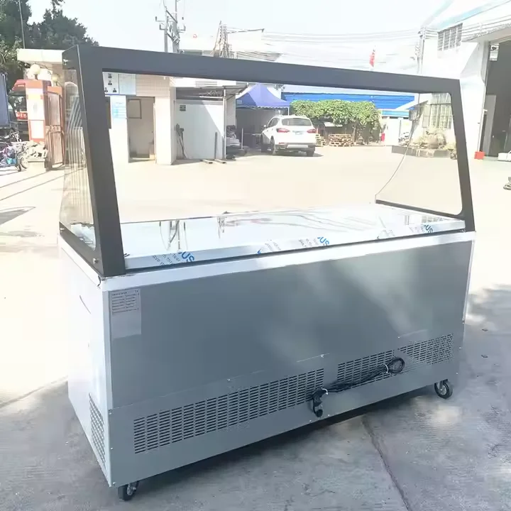 Custom Three Door Commercial Salad bar Counter Display Chiller with Glass Cover