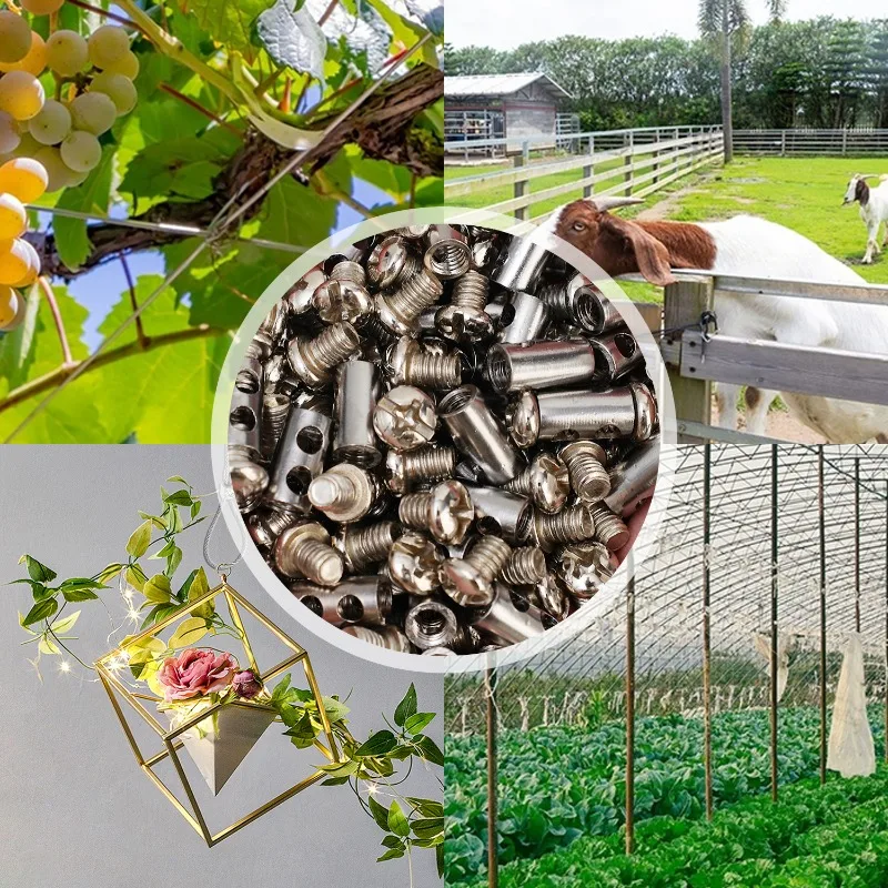 1/100 pçs braçadeira de cabo de corda de fio de aço clipes de corda de metal parafuso ajustável clipe de cobre braçadeira de ferragem de aço inoxidável