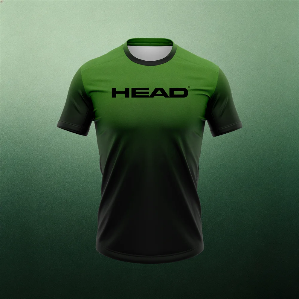 HEAD Sports T-Shirt Green Black Gradient Ombre Design Short Sleeve Tennis Training Shirt