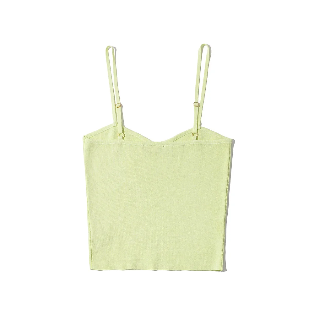 Withered 2024 Ins Blogger High Street Knitted Sexy Camisole Crop Tops Cotton Colorful Summer Beach Short Tshirts Women
