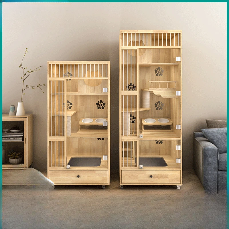 

Source factory does not occupy land, solid wood cat cages with integrated toilet cat room, household multi-layer