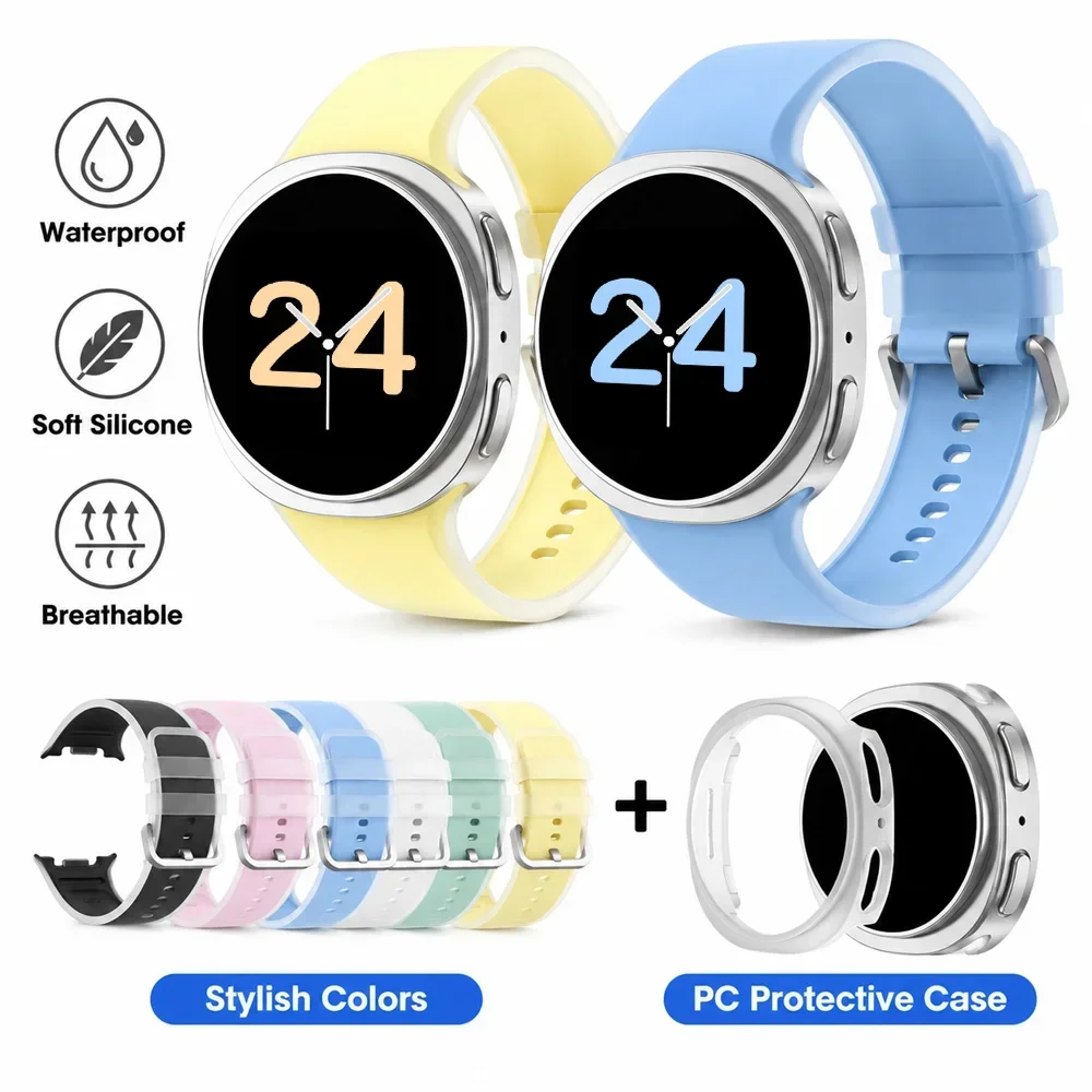 2-in-1-Schutzhülle + Armband für Samsung Galaxy Watch 8 9 40 mm 44 mm, Displayschutz aus Glas/hohler Schutzrahmen, Sport-Silikonarmband für Galaxy Watch 9/8 – Detail 5
