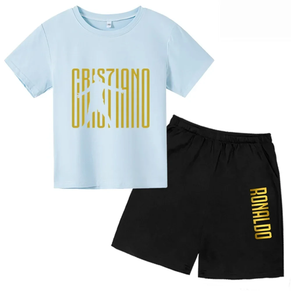 3D kids T-shirt Summer CR7 Star Print Top/Shorts  Boys/Girls Preschool 3-13Y Birthday Gift Sunshine Casual Round Neck Sports Set