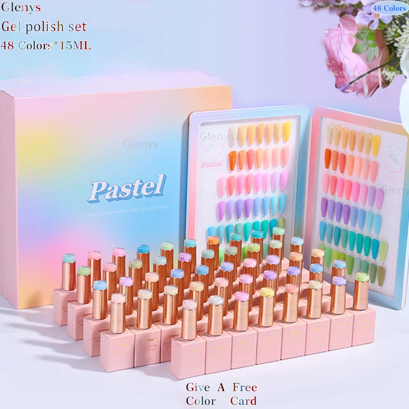 

Glenys 48 pieces * 15ml nail polish gel net red popular advanced immersion gel nail salon nail art varnish set wholesale