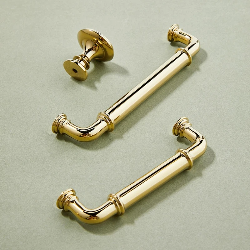 Bedroom Wardrobe Kitchen Door Handles Gold Cabinet Handles Brass Cupboard Pulls for Drawer Knobs T Bar Furmiture Hardware Handle