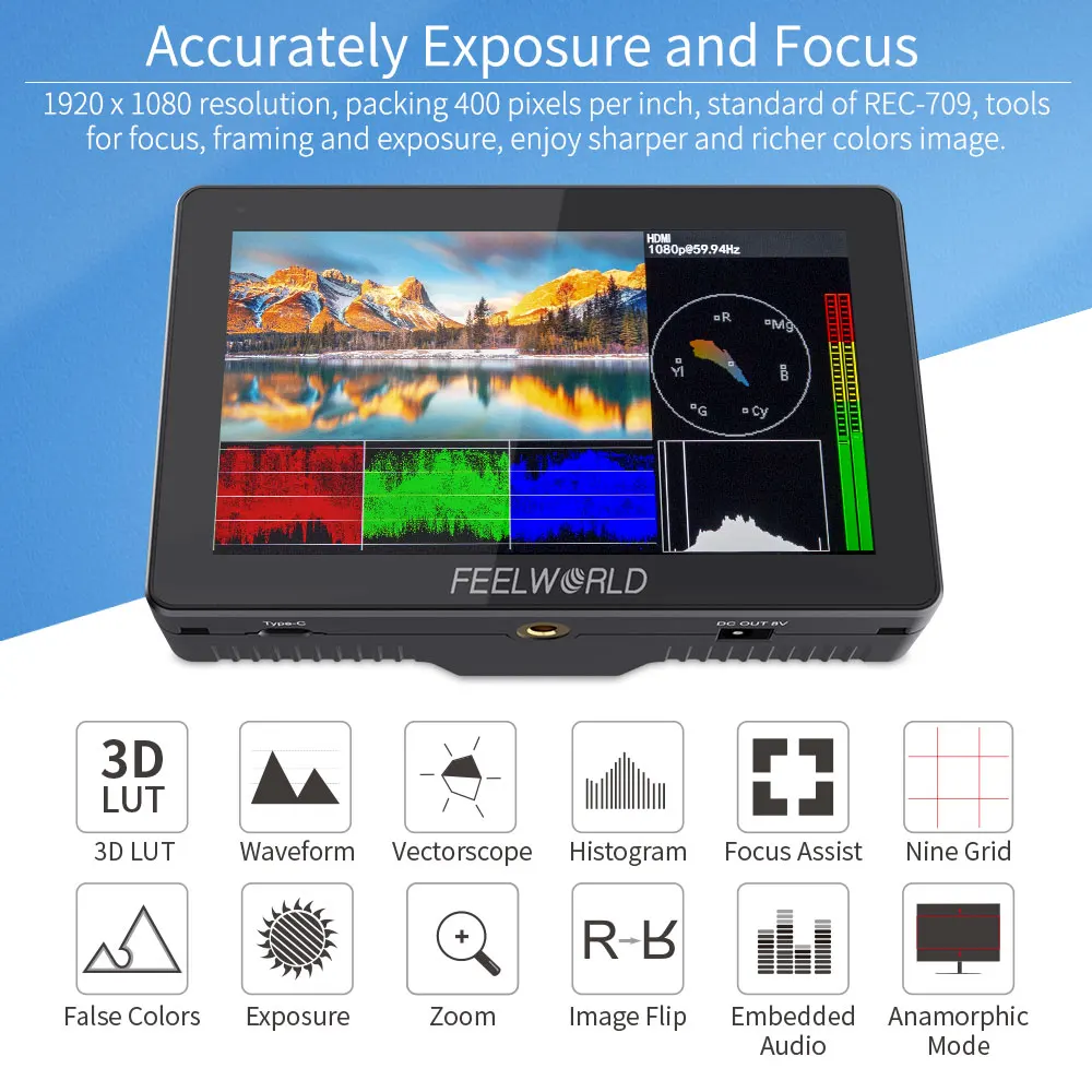 Feelworld Draadloze wideo Transmissie Systeem 5.5 Cal spotkał się z lustrzanka cyfrowa Zender Ontvanger Veld Direct Ac Dp monitora FT6 FR6