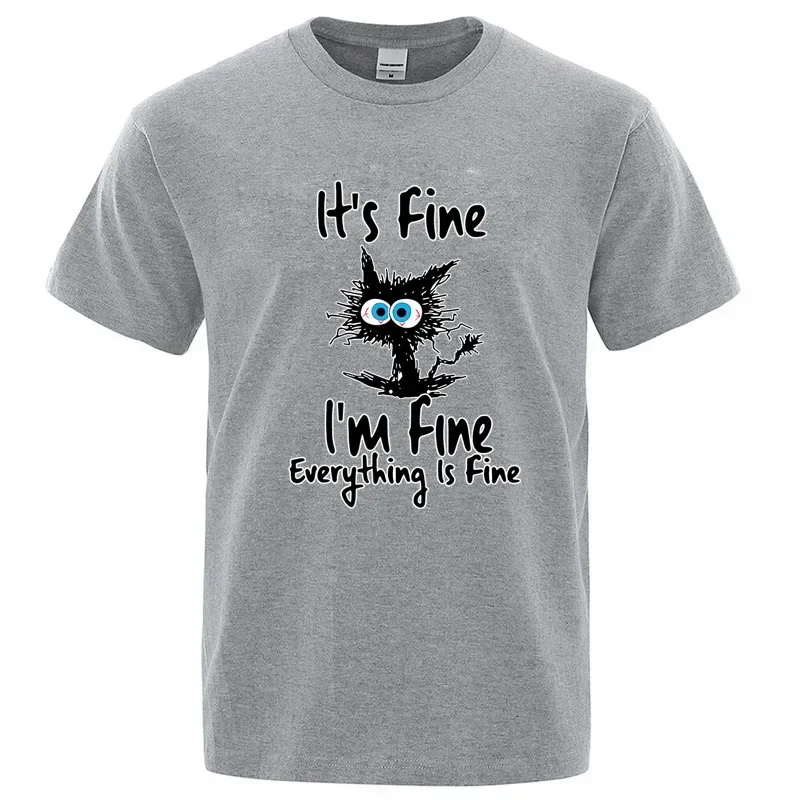 Modisches Herren-T-Shirt aus Hochwertiger Baumwollmischung mit Lustigem Katzen-Print, Lässiges Kurzarm-Shirt für Männer – Detail 4