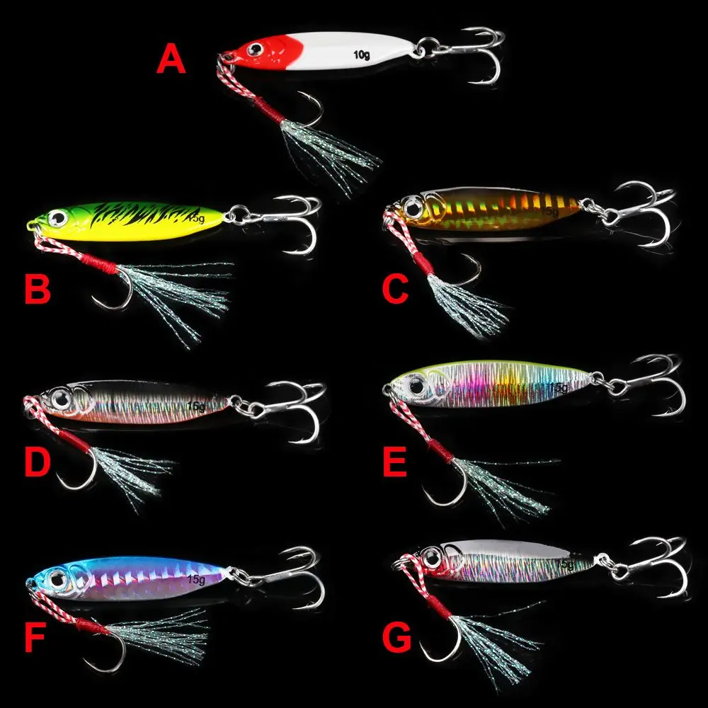 Sinking 10/15/20/30g Colorful Spinning Baits Jig Bait Feather Metal Fishing Lures Lead Casting