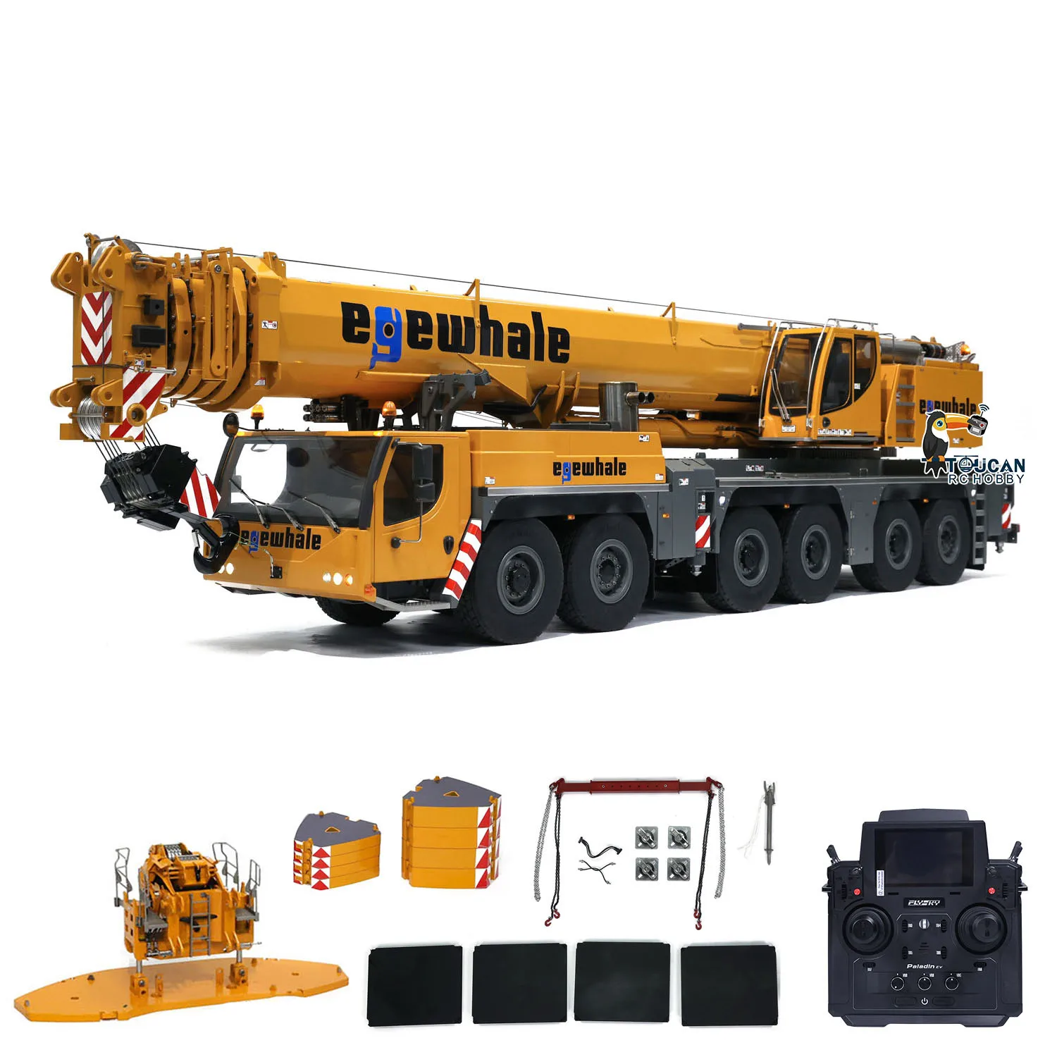 Pre-order D1350 RC 1/14 Scale Assemble Painted Crane Truck Mobile Model 6 Axles Hydraulic Chassis Lifting with Light Sound Toy