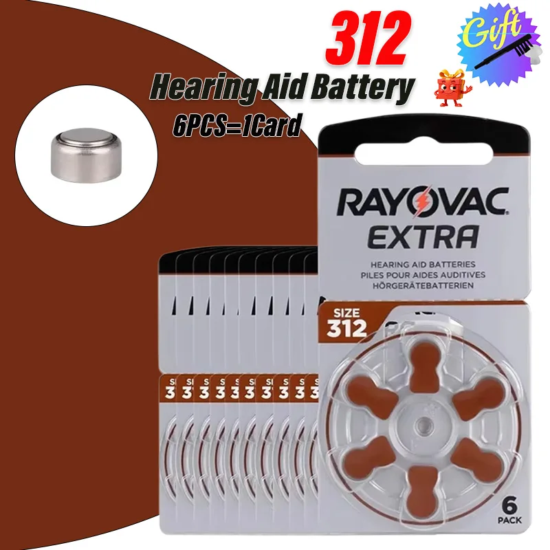 Batería para audífonos 312 A312 312A ZA312 312a PR41 Rayovac Extra Zinc Air, pilas de botón para audífonos, tipo moneda 312
