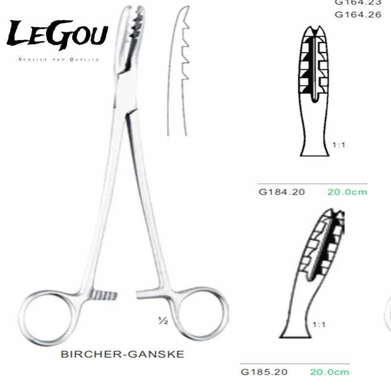 General And  Basic Surgical Instrument Stainless Steel Bircher-Ganske Forceps 20cm
