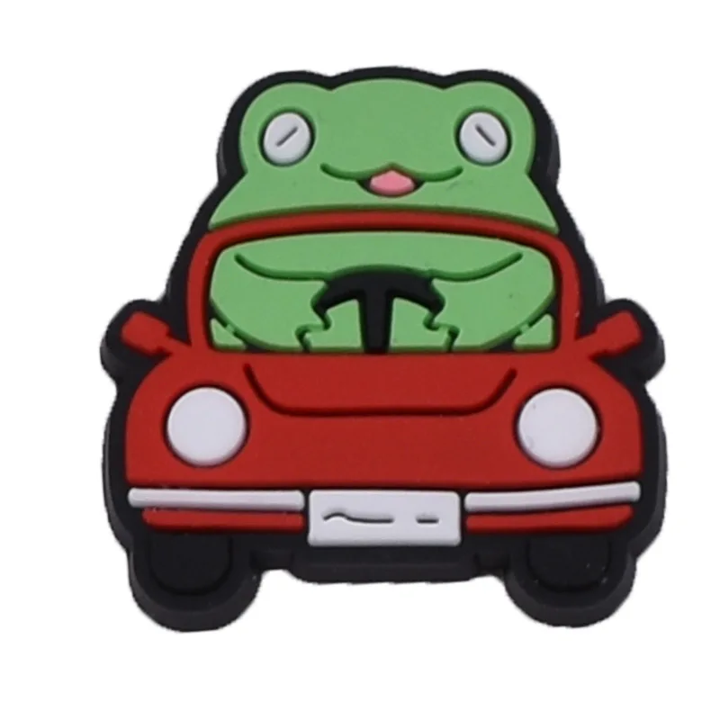 Wholesale 1pcs PVC Shoe Accessories for Crocs Charms Funny Green Frog Badge Women Sandals Buckle Kids Pins Men Decoration Jeans