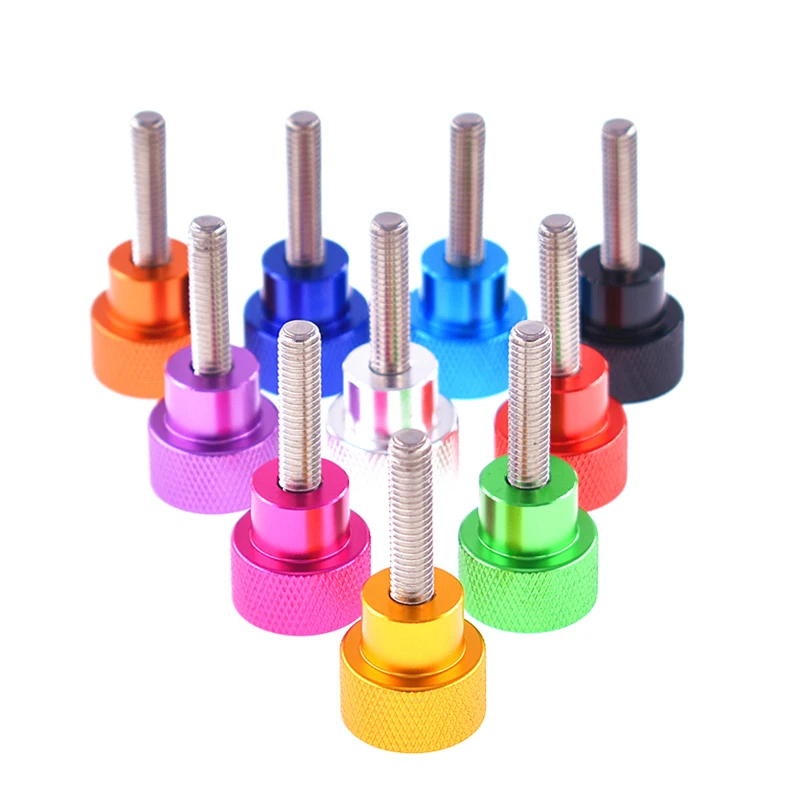 1pc M6x6/8/10/12/15/18/20/25/30-100mm Colorful Aluminium Alloy Stainless Knurled Thumb Screw Hand Grip Knob Step Bolt Anodized