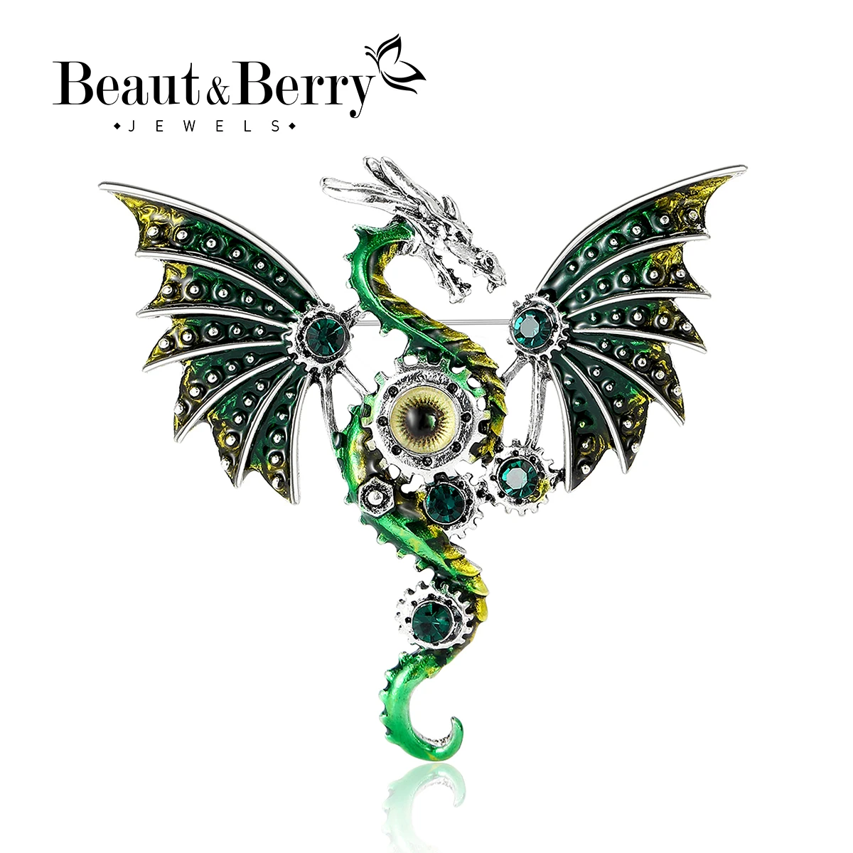 Enamel Mechanical Dragon Brooches for Women Unisex Animal Pins 4-color Available Casual Party Accessories Gifts