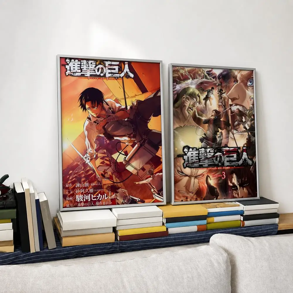 Anime Attack on Titan Poster Self‑Adhesive Waterproof PP Poster Coffee House Bar Wall Art Sticker Room Home Decor