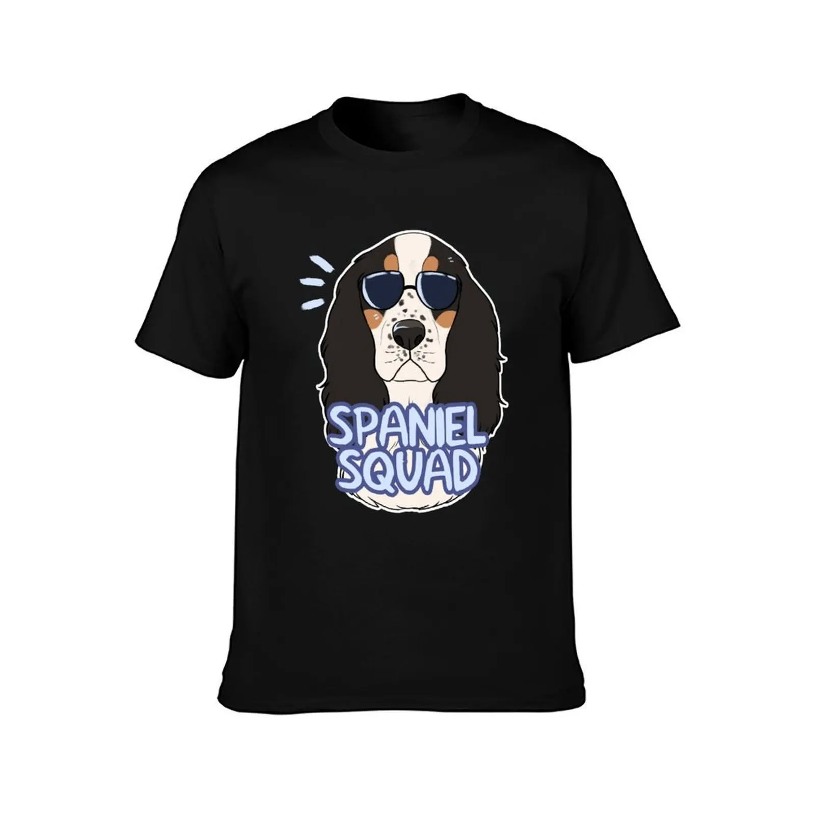 SPANIEL SQUAD (tricolor) T-Shirt, Summer Casual Cotton Tee, Oversized Streetwear Tops, Vintage Graphic Print, Unisex Men Women