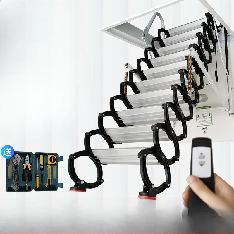 

Loft telescopic staircase villa duplex electric lifting and stretching invisible thickening and shrinking folding ladder