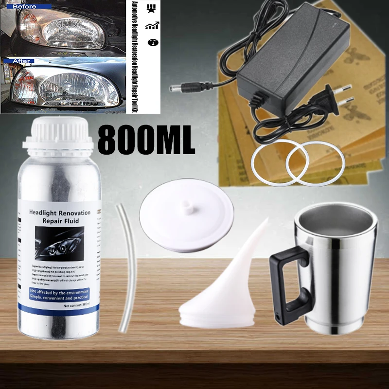 Auto-Scheinwerfer-Restaurierungs-Politur-Set, polnische Autoscheinwerfer, 800 ml, flüssiges Polymer, Faros, Auto-Scheinwerfer-Polier-Reparaturset