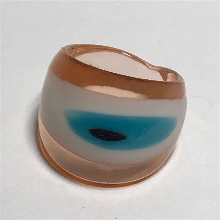 جديد اليدوية خمر للنساء الرجال زجاج مورانو الشفاف الصقيل العين الفن اللوحة نمط سلسلة خواتم الاصبع