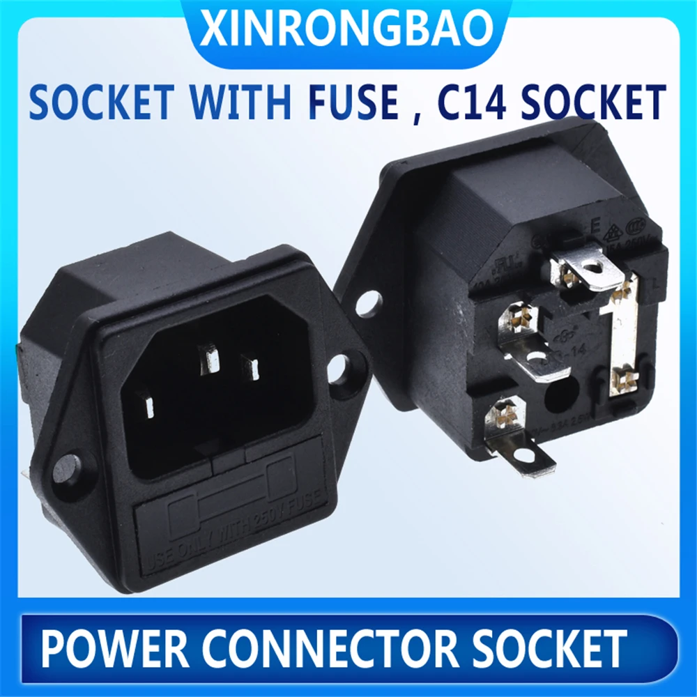 1PCS Black C13 C14 PDU UPS Wiring Connector 10A AC Power Panel Outlet With Red Switch Module Plug For 3D Printer Parts 250V