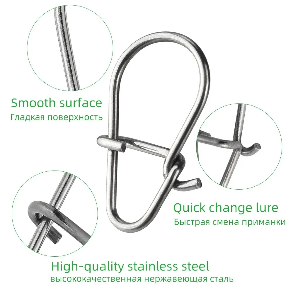 

Heavy Duty 304 Stainless Steel Quick Change Interlock Snaps | 100X Lure Connector Swivel Pin for Saltwater Freshwater Fishing