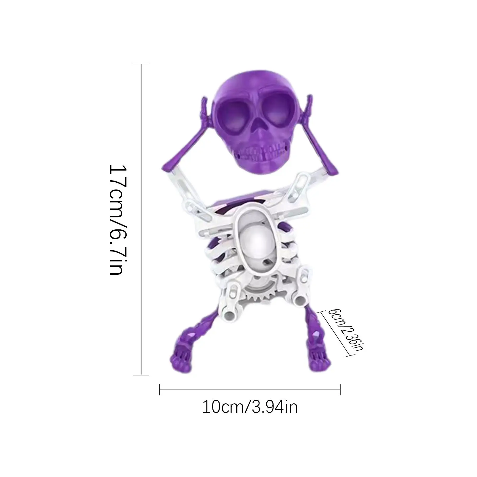 Skeleton Toy Wind Up Swinging 3D Printed Skeleton Model For Kids Desktop Decoration Halloween Clockwork Skull Toy For Kid Room