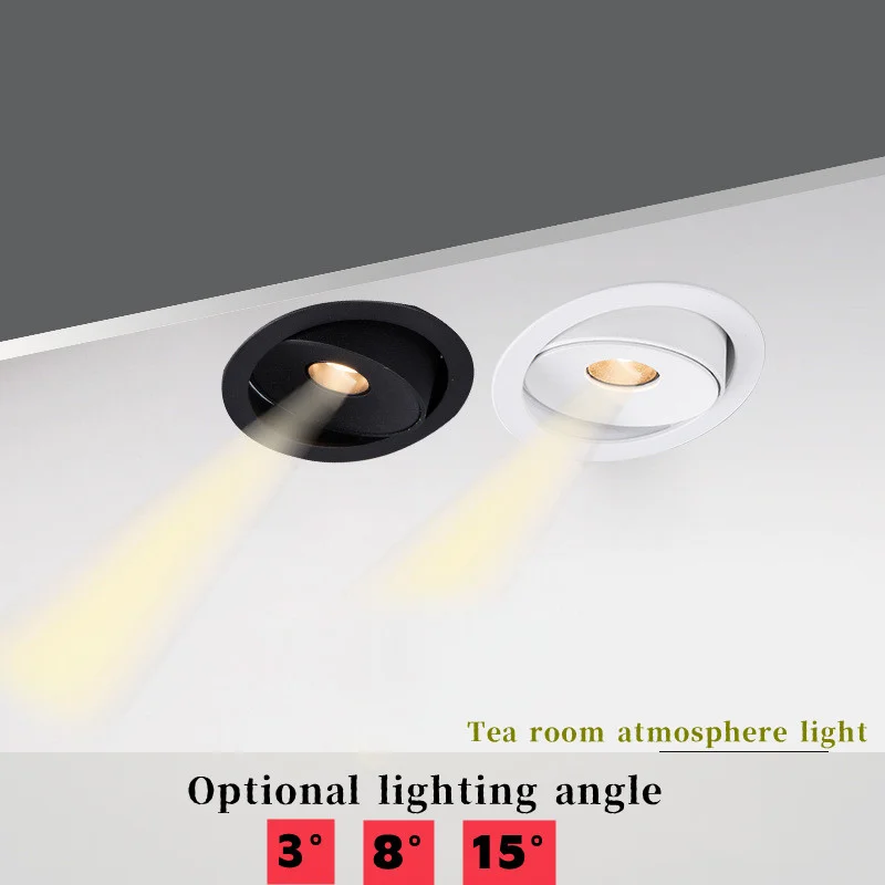 Ultra-thin LED spotlights embedded in home living room ceiling teahouse atmosphere light beam Angle 3°8°15° Small Angle museum