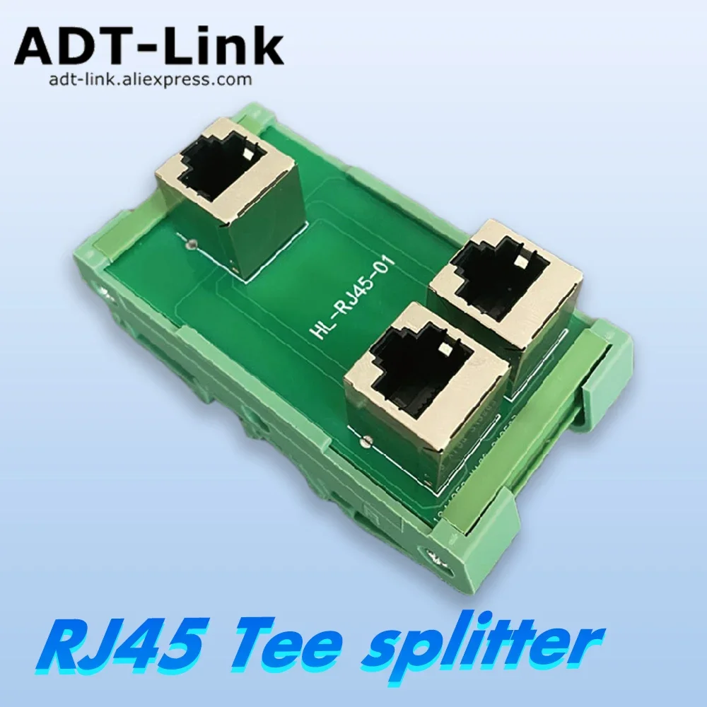 RJ45 Tee Vertical Splitter 1 To 2 Adapter Plate Tee Header Splitter Ethernet DIN35 DIN-Rail Mount Internet Device Add Connection